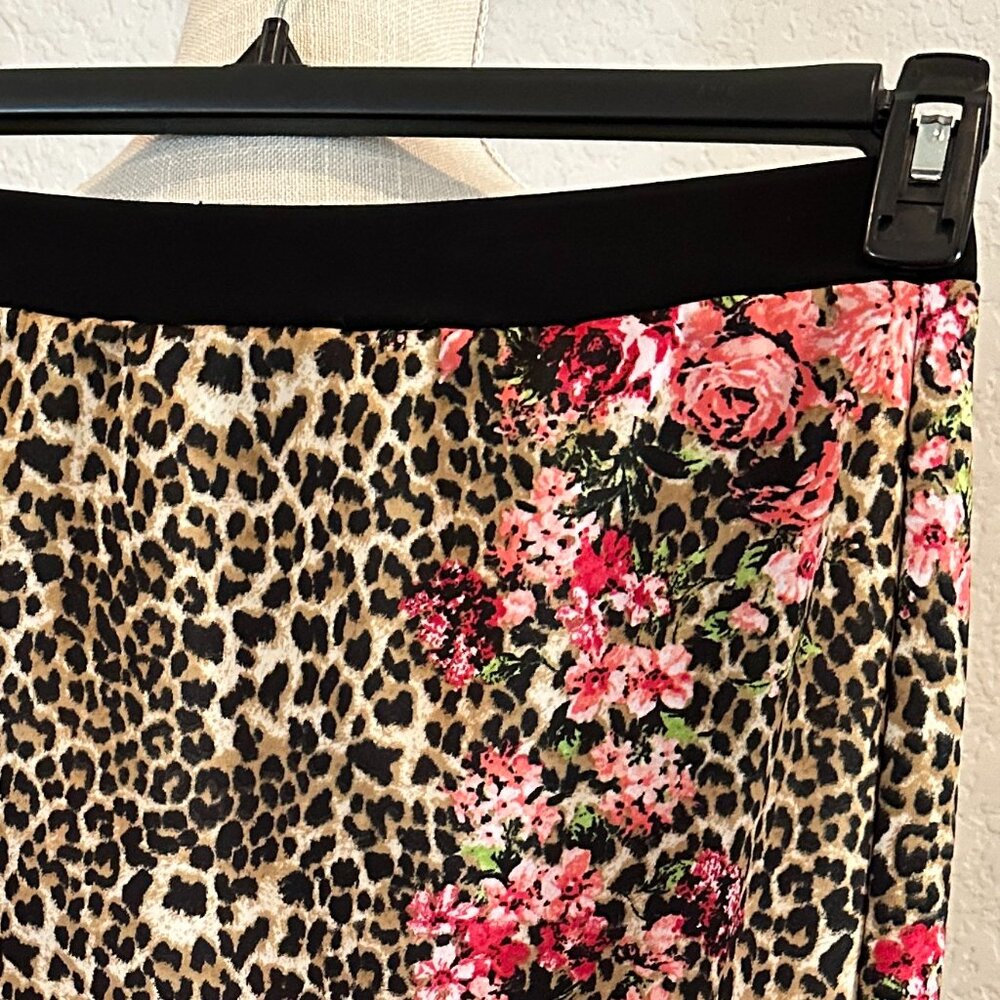 NY COLLECTION Leopard & Floral Pull-On Pencil Skirt - Large - Picture 2 of 4
